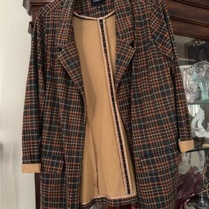 Liverpool Women's Black and Tan Plaid Blazer